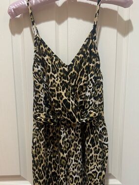 Candie's Leopard Print Jumpsuit in Black and Tan